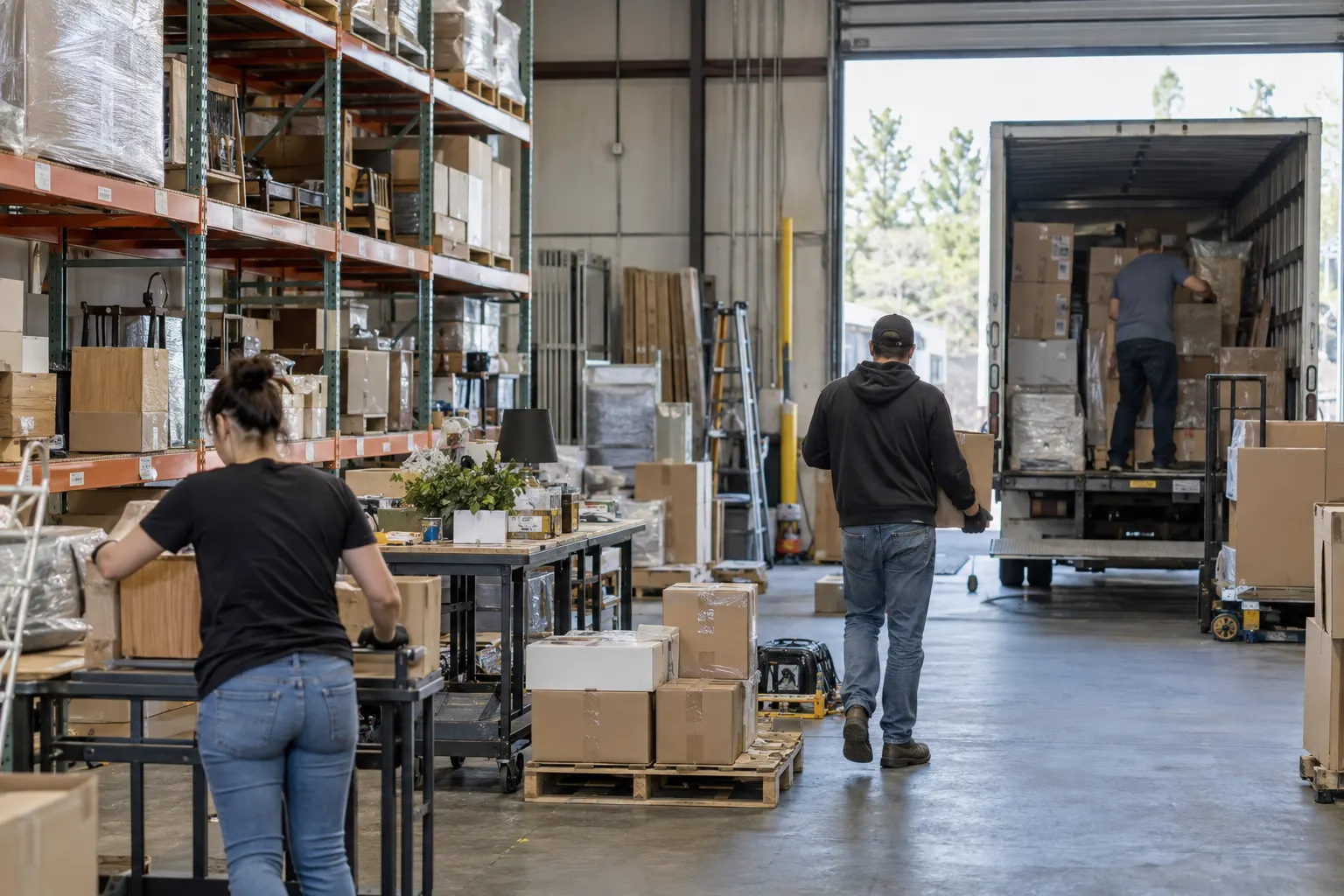 Warehouse sorting and loading area